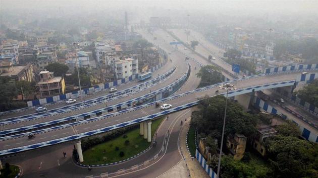 An aerial view of the Vidyasagar Setu (second Hooghly Bridge) during the Left parties' strike, in Kolkata on Monday. (PTI Photo) An aerial view of the Vidyasagar Setu (second Hooghly Bridge) during the Left parties' strike, in Kolkata on Monday. (PTI Photo)