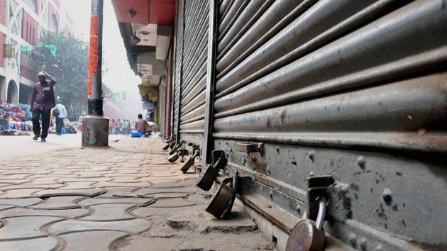 Shops remain shut at New Market during the Bharat Bandh called by Left parties, in Kolkata on Monday. (PTI Photo) Shops remain shut at New Market during the Bharat Bandh called by Left parties, in Kolkata on Monday. (PTI Photo)