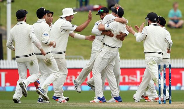 New Zealand’s pacers sparked a final session collapse as the hosts clinched their first Test series victory over Pakistan since 1985. (AFP) New Zealand’s pacers sparked a final session collapse as the hosts clinched their first Test series victory over Pakistan since 1985. (AFP)