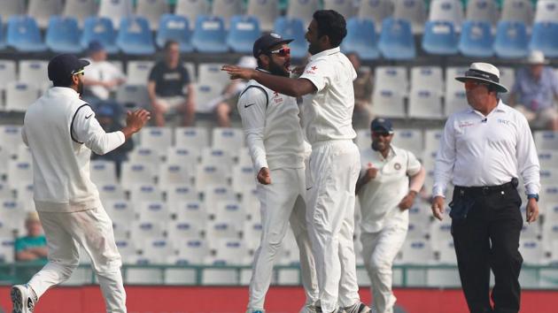 Jayant Yadav got the big wicket of Jos Buttler as the England batsman looked to attack. (Photo by: Deepak Malik/ BCCI/ SPORTZPICS)