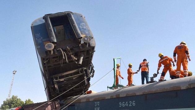 Disaster management personnel carry out a mock drill for rescuing people during accidents at Lalgarh Railway station in Bikaner on Monday. (PTI Photo) Disaster management personnel carry out a mock drill for rescuing people during accidents at Lalgarh Railway station in Bikaner on Monday. (PTI Photo)