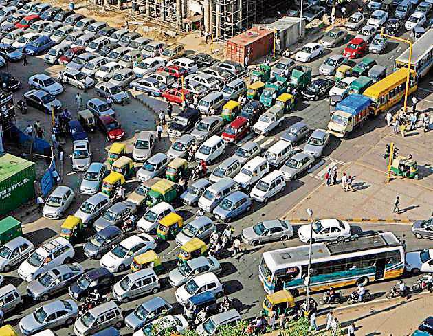 Traffic in Connaught Place, New Delhi, where more cars are sold than all other metros put together.(AP File)