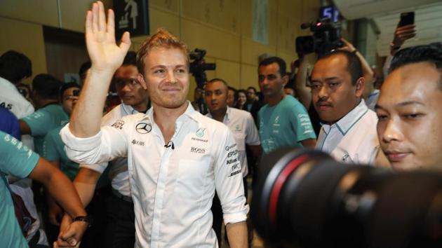 Newly-crowned world champion Nico Rosberg at a celebration organised by Petronas in Kuala Lumpur on Tuesday. Rosberg claimed his first F1 title at the final race of the season, the Abu Dhabi Grand Prix. (AP) Newly-crowned world champion Nico Rosberg at a celebration organised by Petronas in Kuala Lumpur on Tuesday. Rosberg claimed his first F1 title at the final race of the season, the Abu Dhabi Grand Prix. (AP)