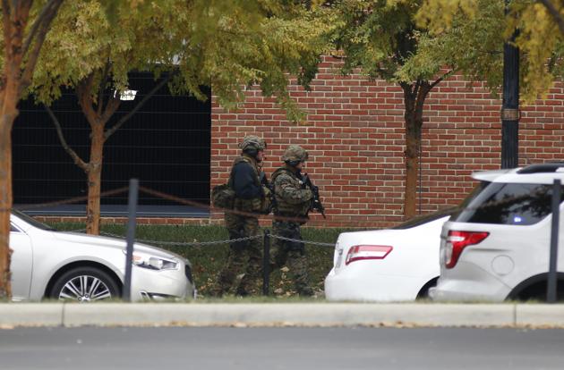 Law enforcement patrols outside of a parking garage after an attack on the campus of Ohio State University on Monday. (AP) Law enforcement patrols outside of a parking garage after an attack on the campus of Ohio State University on Monday. (AP)