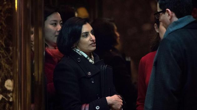 Seema Verma, president and founder of SVC Inc., gets into an elevator as she arrives at Trump Tower, on November 22 in New York City. (AFP) Seema Verma, president and founder of SVC Inc., gets into an elevator as she arrives at Trump Tower, on November 22 in New York City. (AFP)