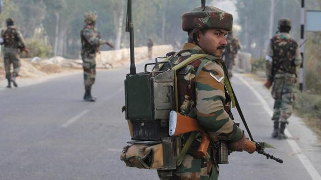 Soldiers patrol on the Jammu-Srinigar National Highway during a combing operation after a gun battle with armed militants at an army base at Nagrota, some 15 kms from Jammu on November 30, 2016. (AFP) Soldiers patrol on the Jammu-Srinigar National Highway during a combing operation after a gun battle with armed militants at an army base at Nagrota, some 15 kms from Jammu on November 30, 2016. (AFP)