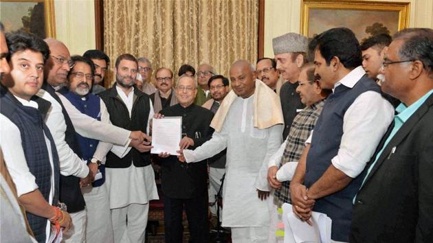 Leader of Opposition, Rajya Sabha Ghulam Nabi Azad, HD Devegowda, Congress Vice President Rahul Gandhi along with committee members of 17 political parties meeting with the President Pranab Mukherjee on Income Tax Amendment Bill at Rashtrapati Bhavan in New Delhi on Thursday. (PTI) Leader of Opposition, Rajya Sabha Ghulam Nabi Azad, HD Devegowda, Congress Vice President Rahul Gandhi along with committee members of 17 political parties meeting with the President Pranab Mukherjee on Income Tax Amendment Bill at Rashtrapati Bhavan in New Delhi on Thursday. (PTI)