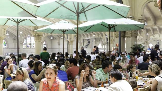 Sao Paulo in Brazil came in seventh. Seen here is the busy municipal market in the city. (AFP)