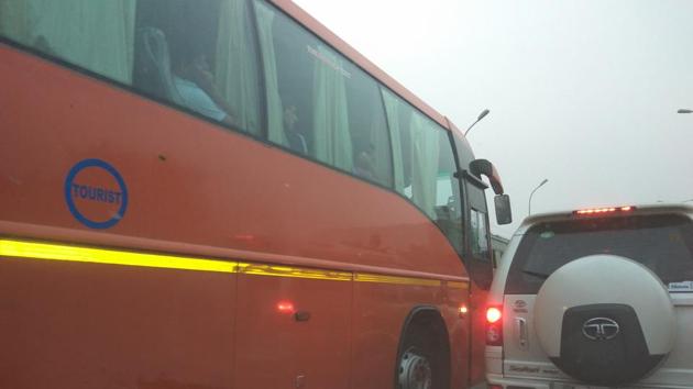 The Argentina junior hockey team, in Lucknow for the Junior World Cup, was headed for its first practice session at the Major Dhyan Chand Stadium on Thursday, when the team bus got stuck for a good half-an-hour at the Tedhi Pulia crossing. (HT Photo) The Argentina junior hockey team, in Lucknow for the Junior World Cup, was headed for its first practice session at the Major Dhyan Chand Stadium on Thursday, when the team bus got stuck for a good half-an-hour at the Tedhi Pulia crossing. (HT Photo)
