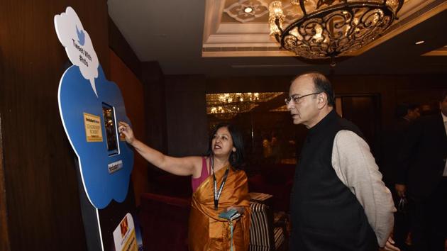 Finance minister Arun Jaitley at the Hindustan Times Leadership Summit at Taj Palace in New Delhi on Friday.