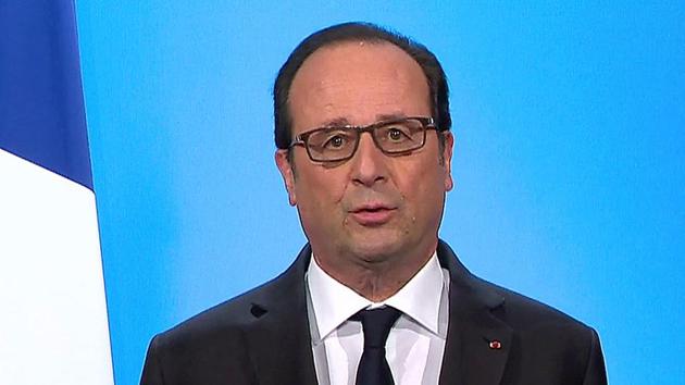 French President Francois Hollande, seen in this picture taken from French TV, makes a televised address from the Elysee Palace in Paris. (REUTERS) French President Francois Hollande, seen in this picture taken from French TV, makes a televised address from the Elysee Palace in Paris. (REUTERS)