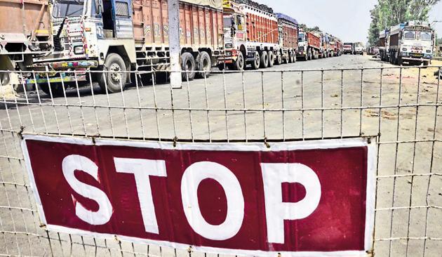 Trucks line up on roads as Indo-Pak trade slows at the Attari Border road near the integrated check post in Amritsar on September 10, 2016. (Sameer Sehgal / Hindustan Times) Trucks line up on roads as Indo-Pak trade slows at the Attari Border road near the integrated check post in Amritsar on September 10, 2016. (Sameer Sehgal / Hindustan Times)