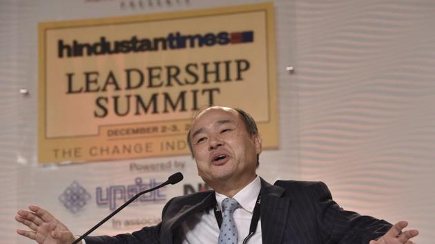 Chairman and CEO of SoftBank Masayoshi Son at the 14th Hindustan Times Leadership Summit in New Delhi on Friday. (Sanjeev Verma/HT Photo) Chairman and CEO of SoftBank Masayoshi Son at the 14th Hindustan Times Leadership Summit in New Delhi on Friday. (Sanjeev Verma/HT Photo)