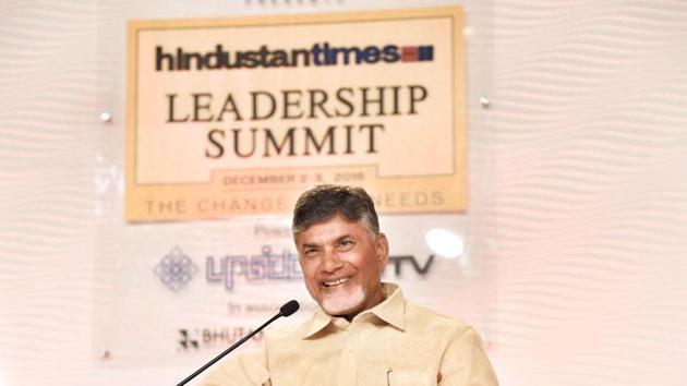 Speaking at the Hindustan Times Leadership Summit on Saturday, Naidu said bifurcation is a reality and both states need to move forward for better prospects (HT Photo) Speaking at the Hindustan Times Leadership Summit on Saturday, Naidu said bifurcation is a reality and both states need to move forward for better prospects (HT Photo)