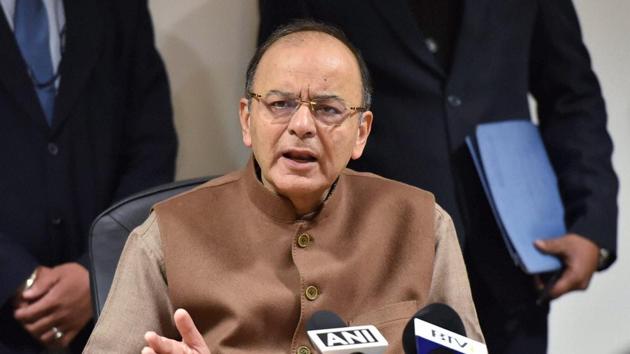 Finance minister Arun Jaitley addressing a press conference after the 5th Goods and Services Tax (GST) Council meeting in New Delhi on Saturday. (PTI) Finance minister Arun Jaitley addressing a press conference after the 5th Goods and Services Tax (GST) Council meeting in New Delhi on Saturday. (PTI)
