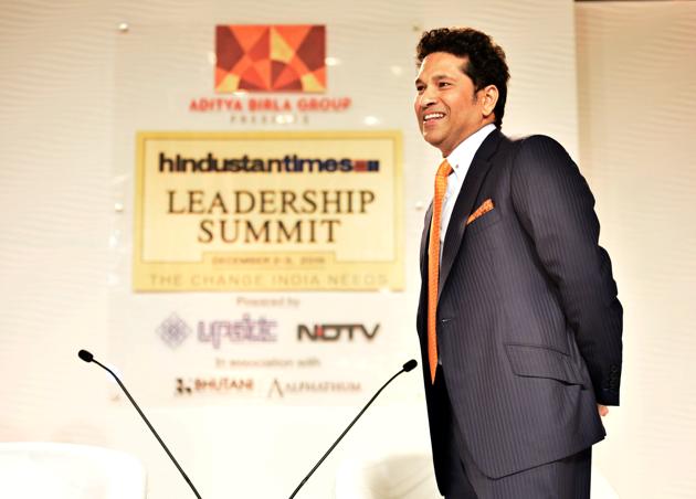 Sachin Tendulkar during the Hindustan Times Leadership Summit on Saturday.(Arun Sharma/HT PHOTO)