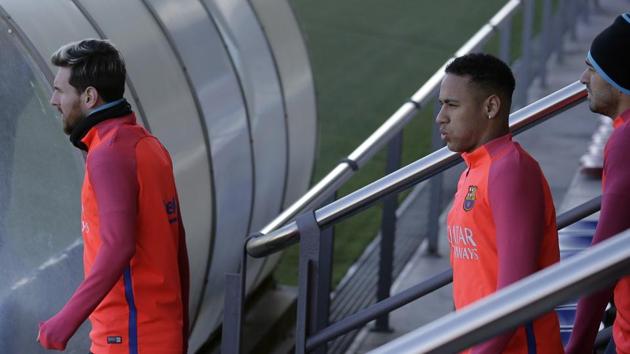FC Barcelona's Lionel Messi, Neymar are not on the FIFA’s shortlist for the best goal of the season. (AP) FC Barcelona's Lionel Messi, Neymar are not on the FIFA’s shortlist for the best goal of the season. (AP)