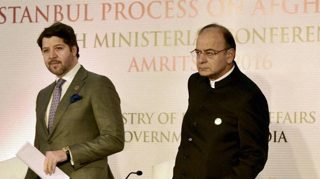 Finance minister Arun Jaitley with Afghanistan's deputy foreign minister Hikmat Karzai at a joint press conference after the 6th Heart of Asia Conference. (PTI Photo) Finance minister Arun Jaitley with Afghanistan's deputy foreign minister Hikmat Karzai at a joint press conference after the 6th Heart of Asia Conference. (PTI Photo)