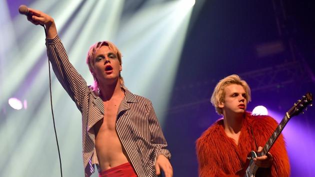 British band HMLTD (Happy Meal Limited) performs during the Transmusicales music festival, in Saint-Jacques-de-la-Lande, western France on Thursday. (AFP)