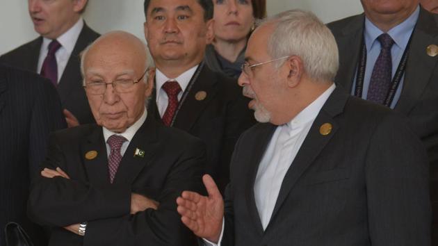 Pakistan’s Foreign Affairs Advisor Sartaj Aziz (L) and Iranian Foreign Minister Mohammad Javad Zarif (R) talk as they wait for the group picture during the 6th Heart of Asia (HoA) Ministerial Conference in Amritsar on December 4, 2016.(AFP) Pakistan’s Foreign Affairs Advisor Sartaj Aziz (L) and Iranian Foreign Minister Mohammad Javad Zarif (R) talk as they wait for the group picture during the 6th Heart of Asia (HoA) Ministerial Conference in Amritsar on December 4, 2016.(AFP)