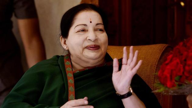 A file photo of Tamil Nadu Chief Minister J Jayalalithaa who an expert team from AIIMS examined on Saturday and said she had ‘completely recovered’, according to AIADMK party spokesperson.(PTI)