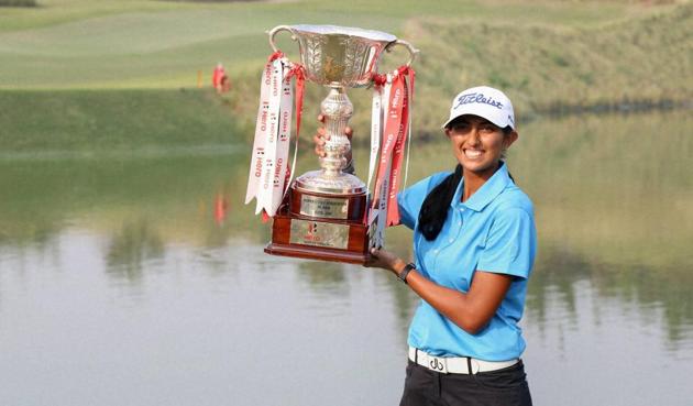 Golfer Aditi Ashok, who scripted another piece of history by clinching partial playing rights on the Ladies Professional Golf Association (LPGA) Tour with a tied 24th finish in the Qualifying Tournament at Daytona Beach (Florida).(PTI)