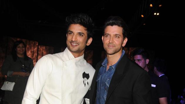 Sushant Singh Rajput and Hrithik Roshan attend the event. (AFP) Sushant Singh Rajput and Hrithik Roshan attend the event. (AFP)