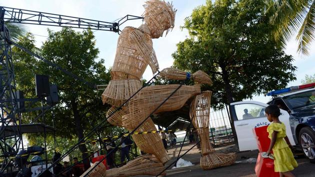 The three-day festival brought together local and international street artists, musicians, circuses and dancers to Yangon's public spaces. (AFP)