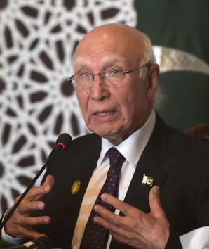 Pakistan's national security advisor Sartaj Aziz at a news conference at the foreign ministry in Islamabad on Sunday after attending the Heart of Asia Ministerial Conference in Amritsar in India. (AFP photo) Pakistan's national security advisor Sartaj Aziz at a news conference at the foreign ministry in Islamabad on Sunday after attending the Heart of Asia Ministerial Conference in Amritsar in India. (AFP photo)