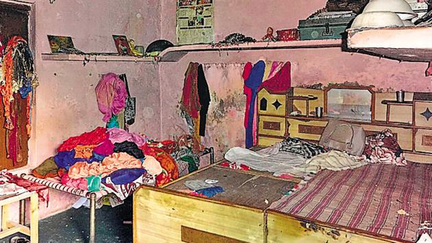 The room where fire broke out in Dayalpur village of Zirakpur on Saturday.(HT Photo)
