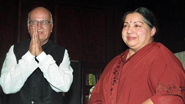 In this file photo from June 6, 2001, Tamil Nadu CM J. Jayalalithaa meets then home minister LK Advani at the home ministry in New Delhi. (PTI File photo) 