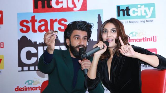 Ranveer Singh and Vaani Kapoor at Stars in the City. (AMAL KS /HT Photo)