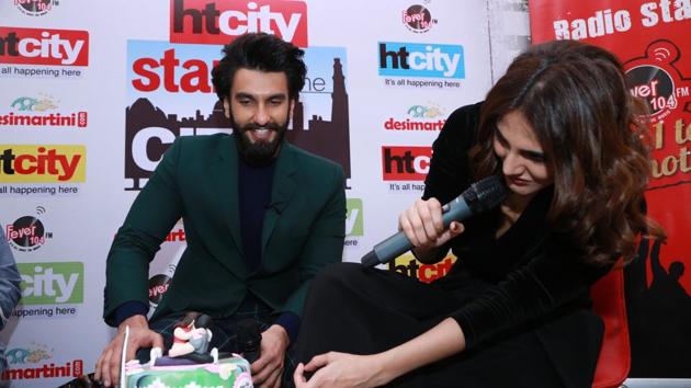 The  fans got a delicious Befikre-themed cake for the stars.  (AMAL KS /HT Photo) 