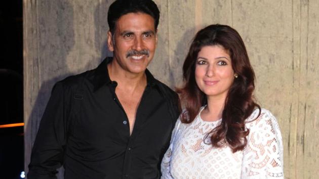 Akshay Kumar and his wife and author Twinkle Khanna pose for a photograph. (AFP)