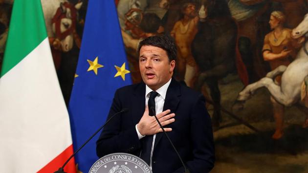 Italian Prime Minister Matteo Renzi speaks during a media conference after a referendum on constitutional reform at Chigi palace in Rome on December 5.