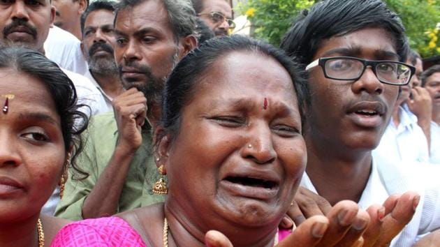 A supporter of Tamil Nadu Chief Minister Jayalalithaa Jayaraman cries outside a hospital where the politician was being treated in Chennai. (REUTERS) A supporter of Tamil Nadu Chief Minister Jayalalithaa Jayaraman cries outside a hospital where the politician was being treated in Chennai. (REUTERS)