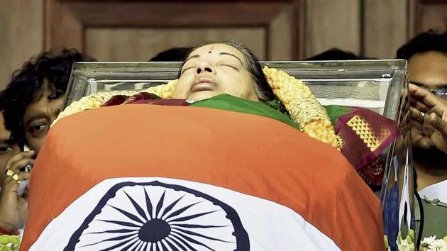 The movie-star-turned politician with a huge following died at Chennai’s Apollo Hospital on Monday. She was 68. (PTI) The movie-star-turned politician with a huge following died at Chennai’s Apollo Hospital on Monday. She was 68. (PTI)