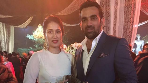 Zaheer Khan and Sagarika Ghatge at the wedding. (HT Photo)