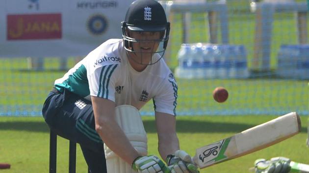 England's Keaton Jennings prepares to play a ball during a training session at the Wankhede stadium ahead of the fourth test cricket. (AFP) England's Keaton Jennings prepares to play a ball during a training session at the Wankhede stadium ahead of the fourth test cricket. (AFP)