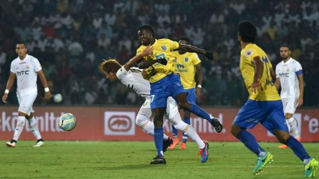 Kerala Blasters FC made it to the semi-finals only after beating NorthEast United FC 1-0 in their last league match. (AFP/Getty Images) Kerala Blasters FC made it to the semi-finals only after beating NorthEast United FC 1-0 in their last league match. (AFP/Getty Images)