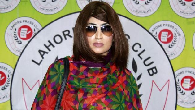This file photo taken on June 28, 2016 shows Pakistani social media celebrity Qandeel Baloch arriving for a press conference in Lahore.(AFP Photo)