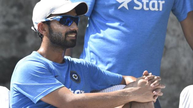 Ajinkya Rahane is out of the India vs England series due to a finger injury sustained during training in Mumbai on Wednesday(Mohd Zakir/HT PHOTO)