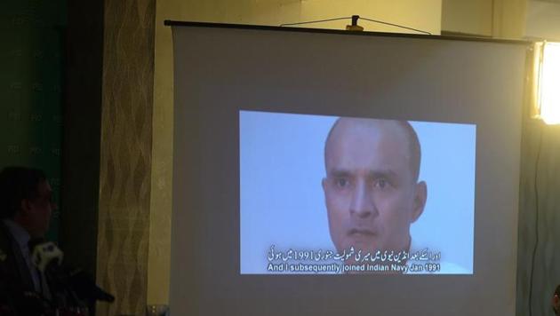 File photo of journalists watching a video showing Kulbhushan Jadhav, suspected of being an Indian spy, during a news conference in Islamabad on March 29, 2016. Pakistan protested to India after arresting Jadhav, sparking a diplomatic tiff between the neighbours. (AFP) File photo of journalists watching a video showing Kulbhushan Jadhav, suspected of being an Indian spy, during a news conference in Islamabad on March 29, 2016. Pakistan protested to India after arresting Jadhav, sparking a diplomatic tiff between the neighbours. (AFP)