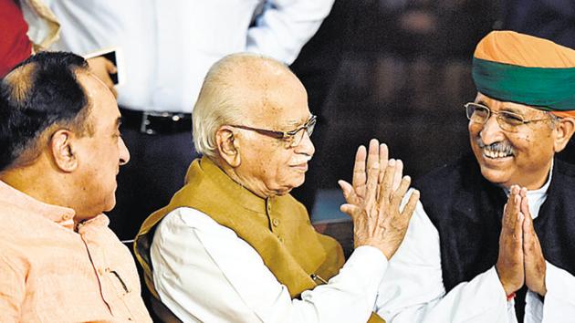 Senior BJP leader Lal Krishan Advani with party leaders. (Sonu Mehta/HT File Photo) Senior BJP leader Lal Krishan Advani with party leaders. (Sonu Mehta/HT File Photo)