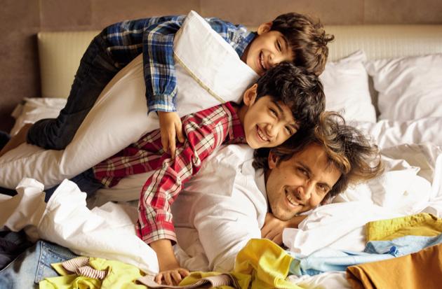 Bollywood star Hrithik Roshan with his sons Hrehaan and Hridaan Roshan