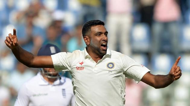 India's Ravichandran Ashwin celebrates after the dismissal of England's Keaton Jennings on the first day of fourth Test at the Wankhede stadium in Mumbai on Thursday. (AFP) India's Ravichandran Ashwin celebrates after the dismissal of England's Keaton Jennings on the first day of fourth Test at the Wankhede stadium in Mumbai on Thursday. (AFP)