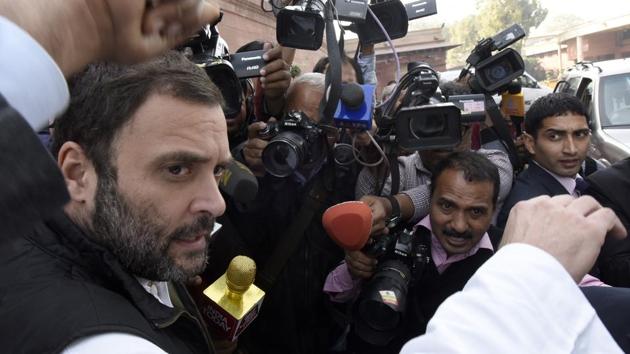 Congress vice-president Rahul Gandhi after attending a Parliament session in new Delhi.(Sonu Mehta/HT FILE PHOTO)