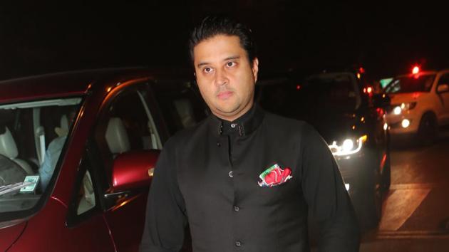 Senior Congress leader and member of Parliament Jyotiraditya Scindia arrives at the wedding reception (Manoj Verma/HT Photo) 