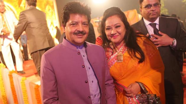 Singer Udit Narayan with wife Deepa was also present at the function (Manoj Verma/HT Photo) 