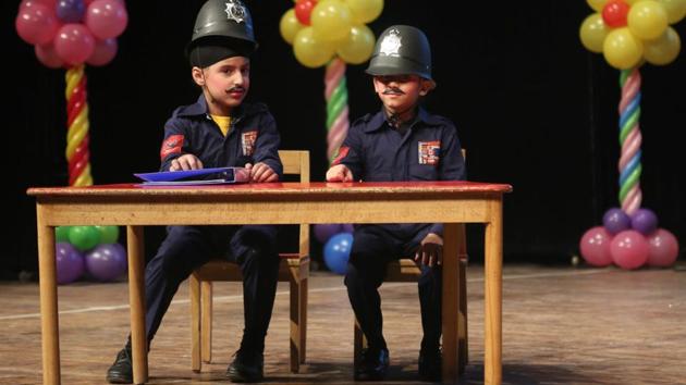 Kids performing at the annual day function of a school in SAS Nagar on Friday, December 9. (HT Photo)